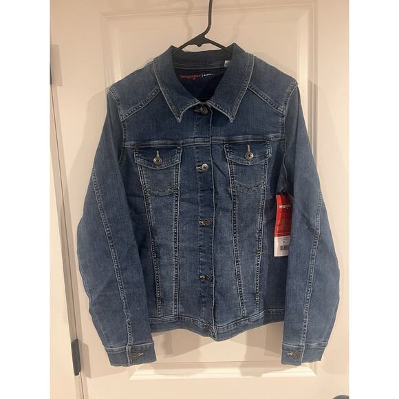 Wrangler Authentics Women's Stretch Denim Jacket, Blue, X-Large - Picture 1 of 9